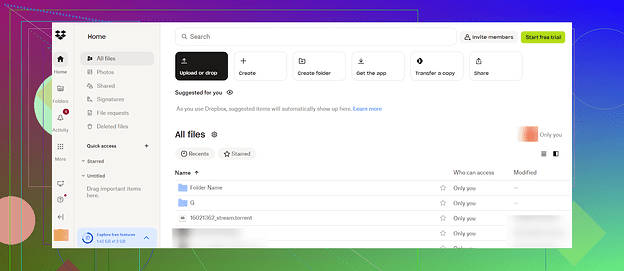 Dropbox Website Photo Upload Example