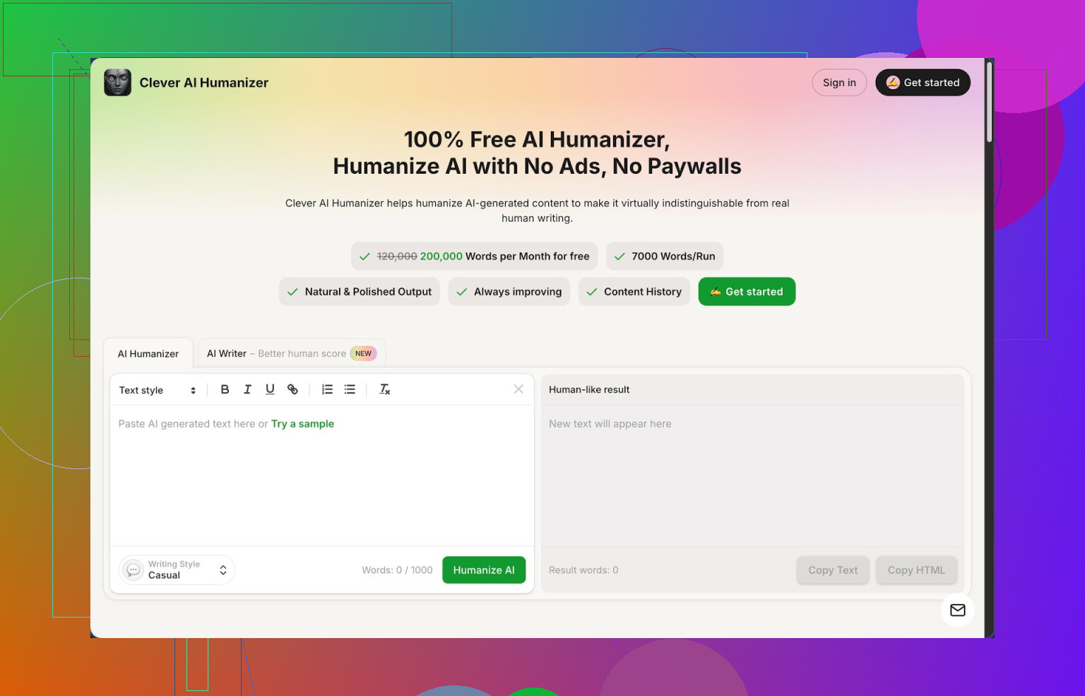 1. Clever AI Humanizer review